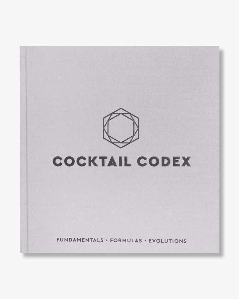 front of "cocktail codex: fundamentals, formulas, evolutions" book with hexagon shape design