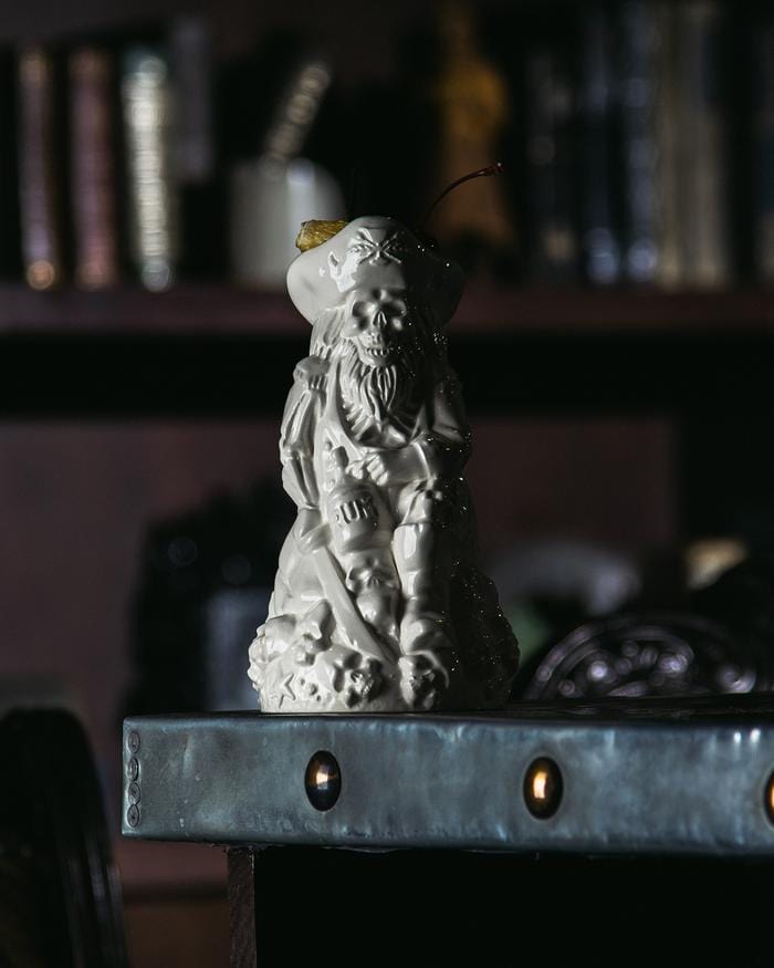 white pirate mug on table