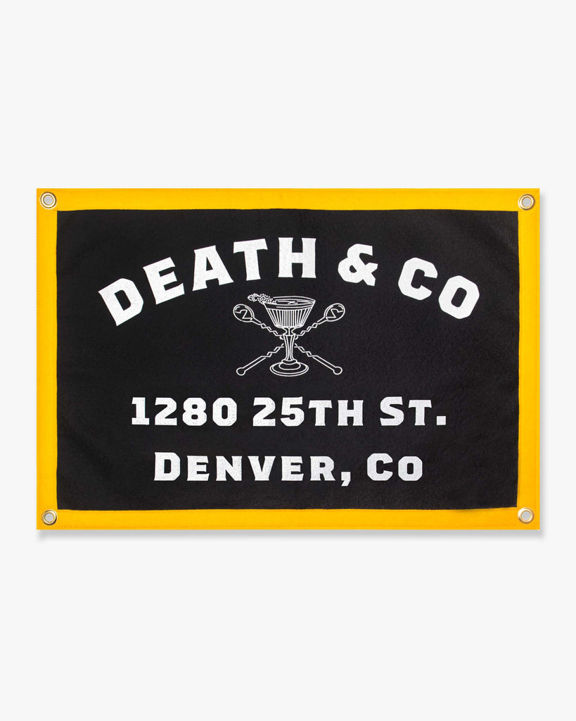 death & co. 1280 25th St. denver, co black banner with yellow trim