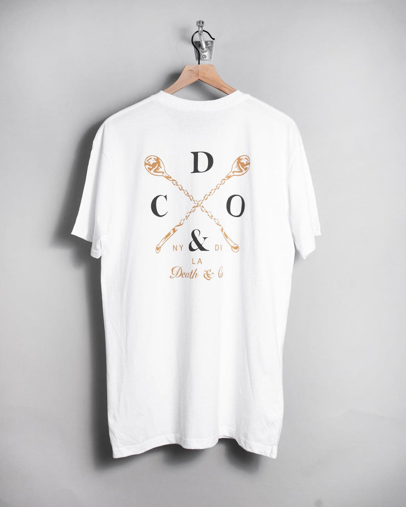 white death & co. t-shirt with two crossed mixing spoons design