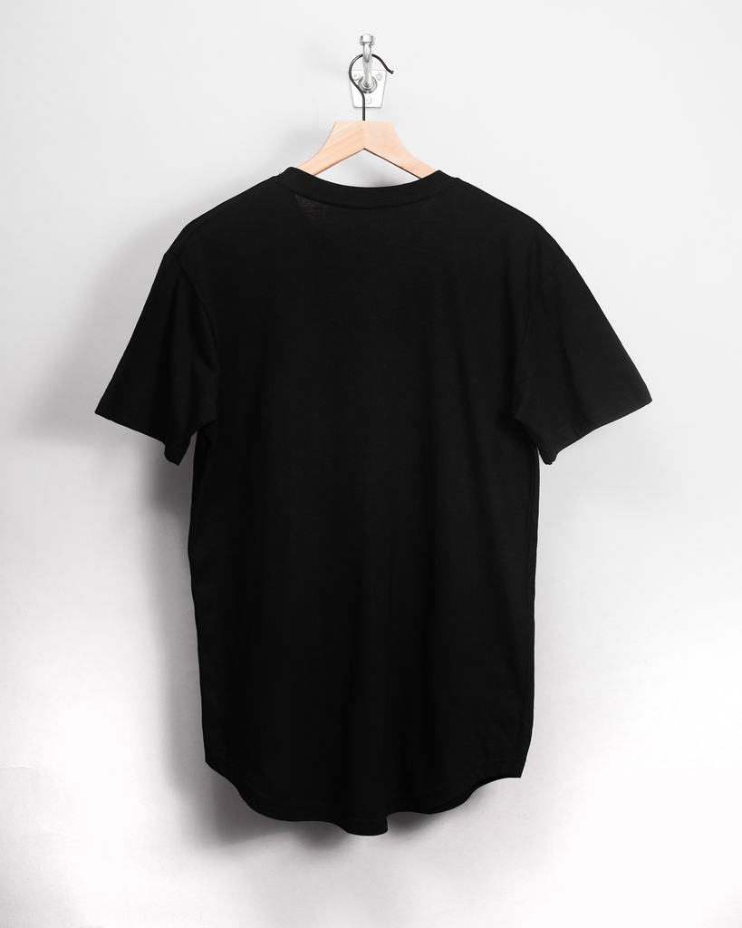 plain black back of t-shirt on hanger 